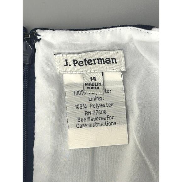 J Peterman Sleeveless Mini Sheath Dress in Navy Blue White Colorblock - Picture 4 of 5